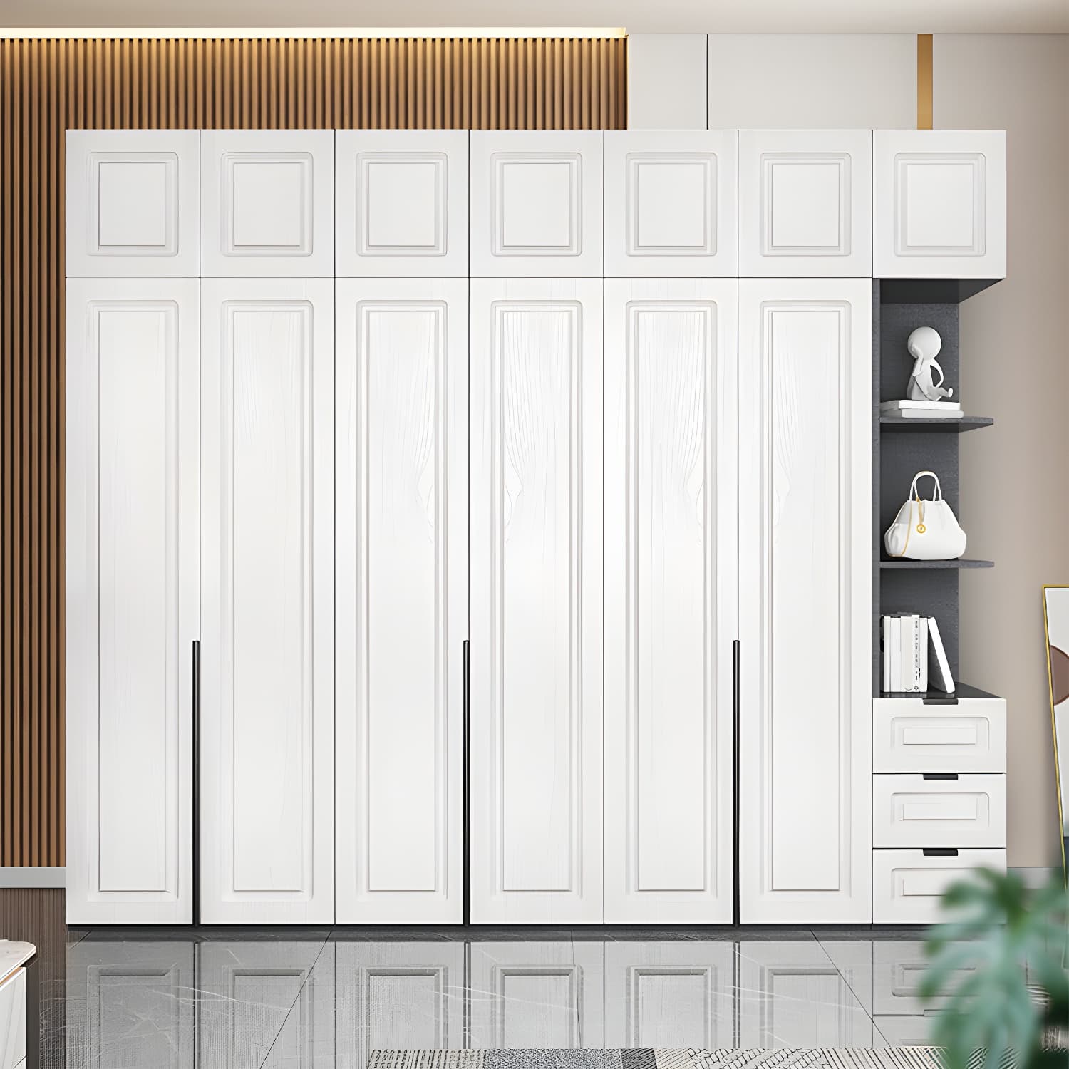 Modern Style Wooden Wardrobe Soft Close Door Wardrobe Closet with Drawer thumbnail 15