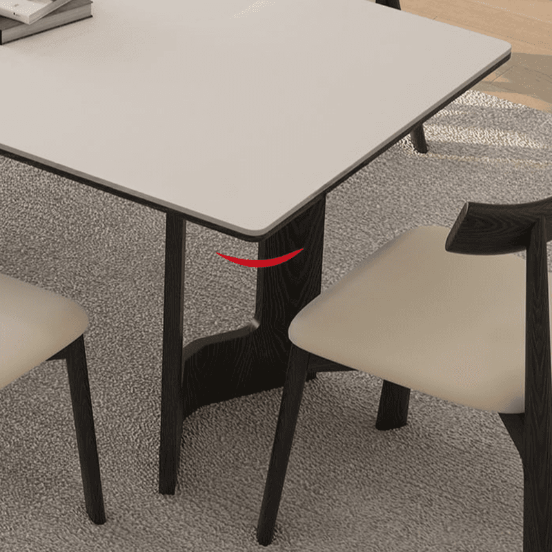 Slate Dining Table Set with Two-sided Pedestal, Padded Chair, and Back for 4 People - 5-piece in White thumbnail 5