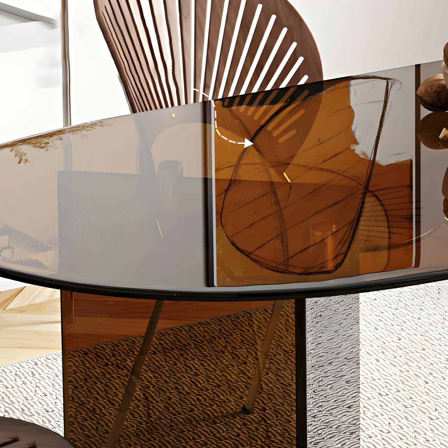 Elegant Glass Oval Dining Set in Brown - Includes Modern Chairs thumbnail 8