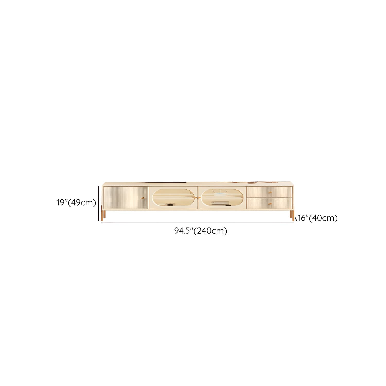 White Cable Management TV Console Modern Engineered Wood Media Console thumbnail 12