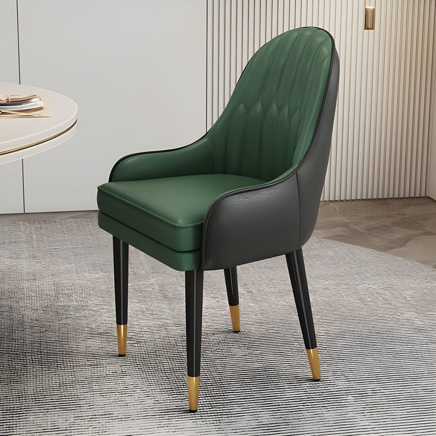 Glam Arm Chair with Upholstered Faux Leather, Solid Back, and Metal Legs thumbnail 5