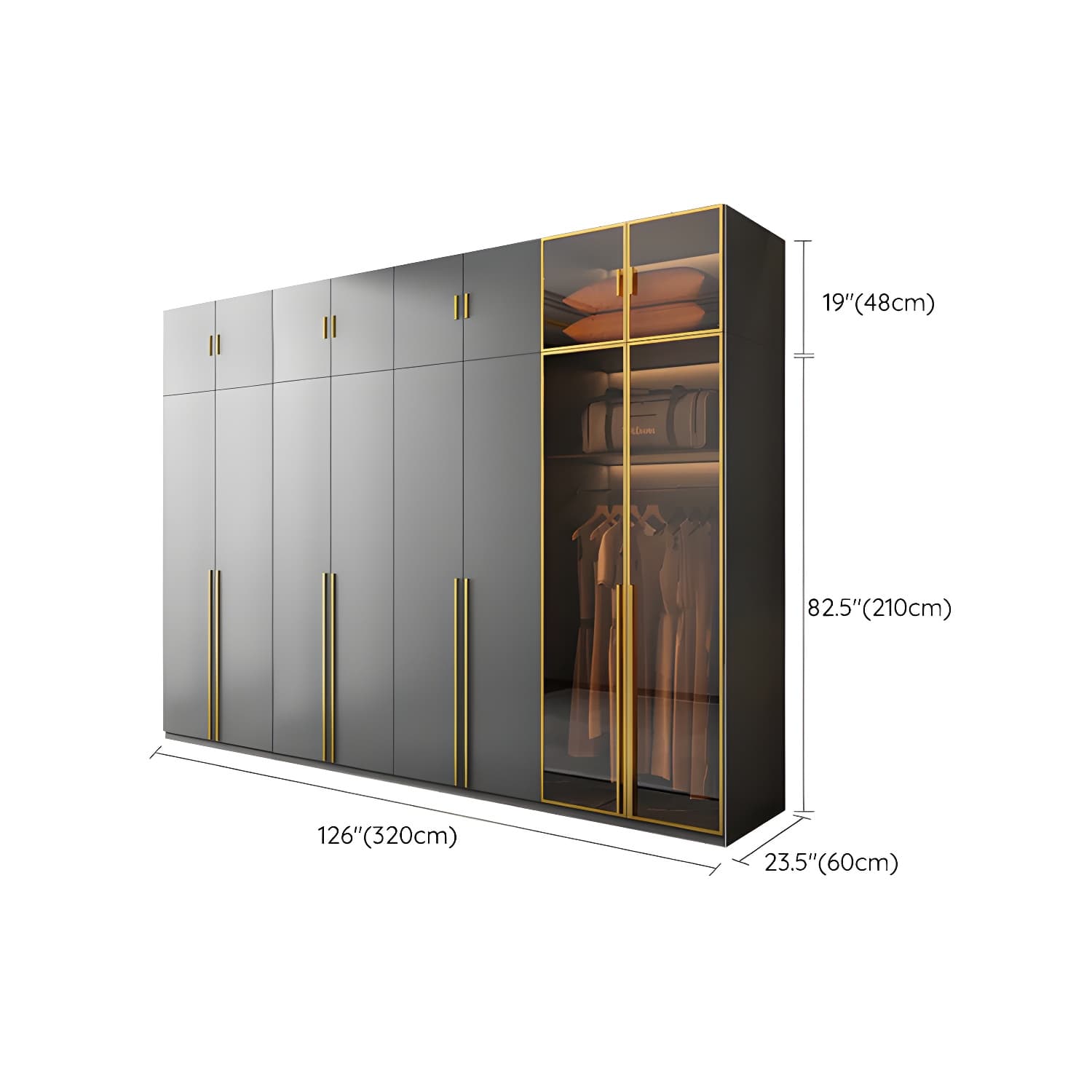 Modern Black Wood Wardrobe Armoire with Soft-Close Drawers & Clothing Rod thumbnail 25