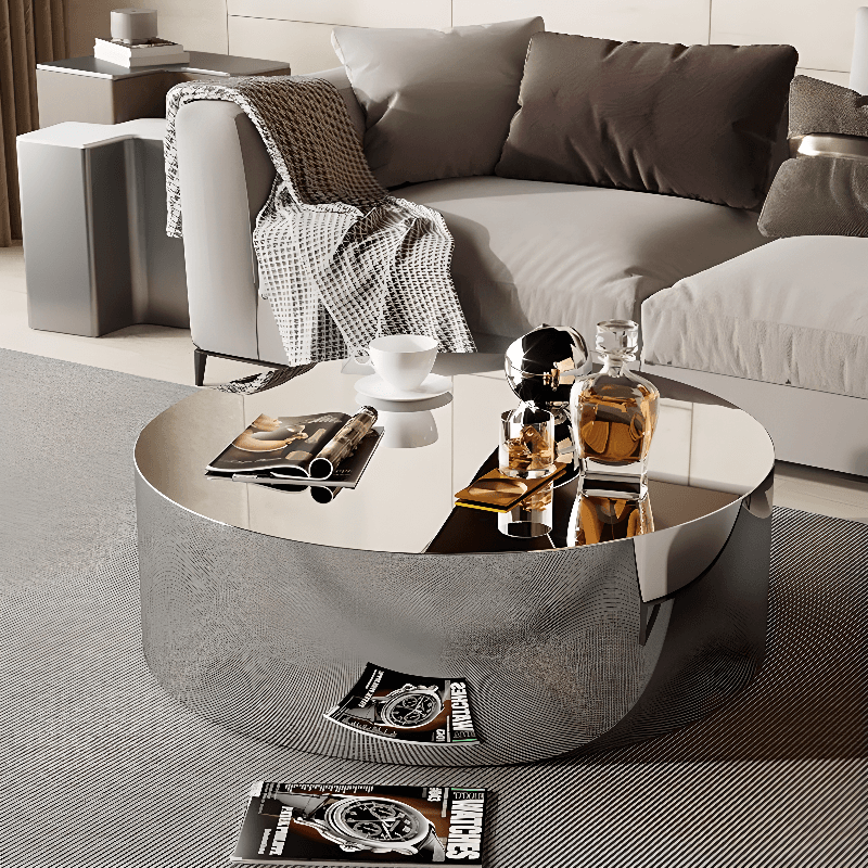 Silver Alloy Irregular/Circular-shaped Accent Table for Small Spaces thumbnail 13