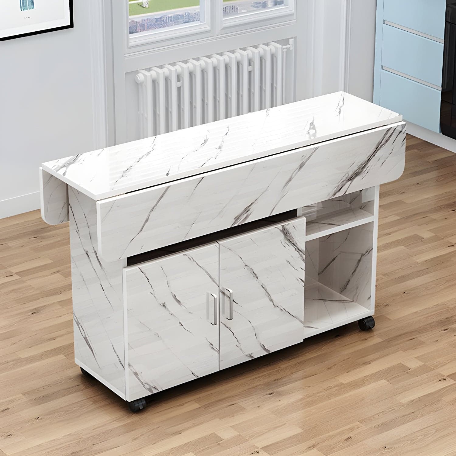 Manufactured Wood Contemporary Table Rectangular Wood Top Table with Drop Leaf thumbnail 12