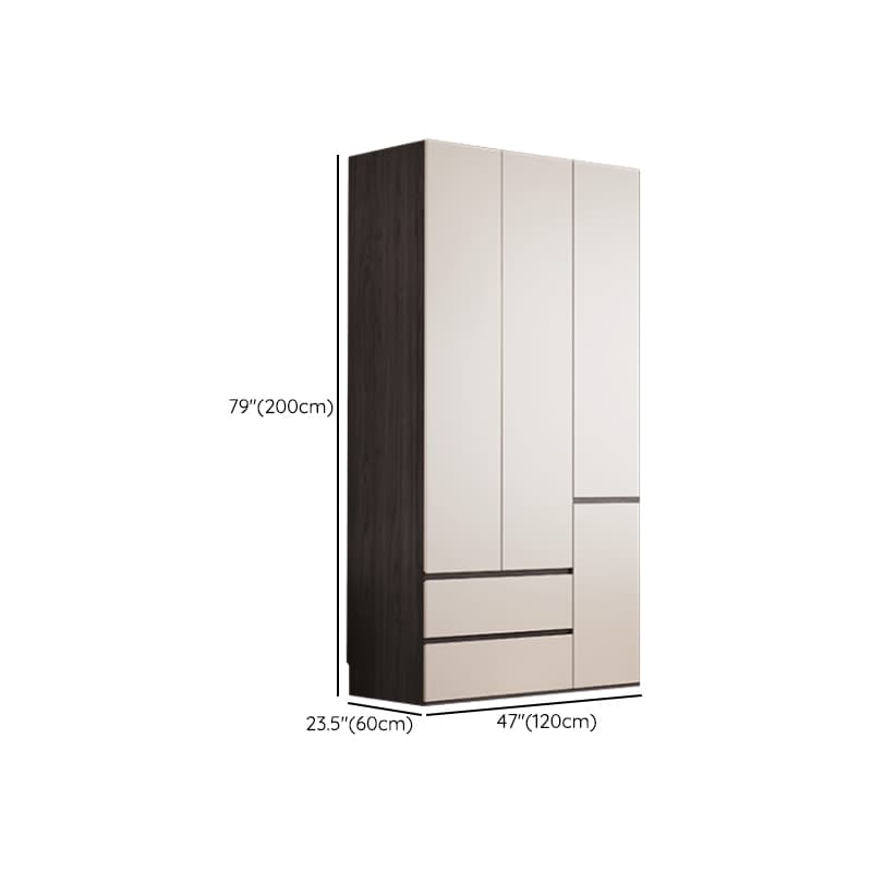 White Minimalist Manufactured Wood Independent Wardrobe Closet with Soft Close Drawer, Soft Close Door, and Interior Shelves thumbnail 6