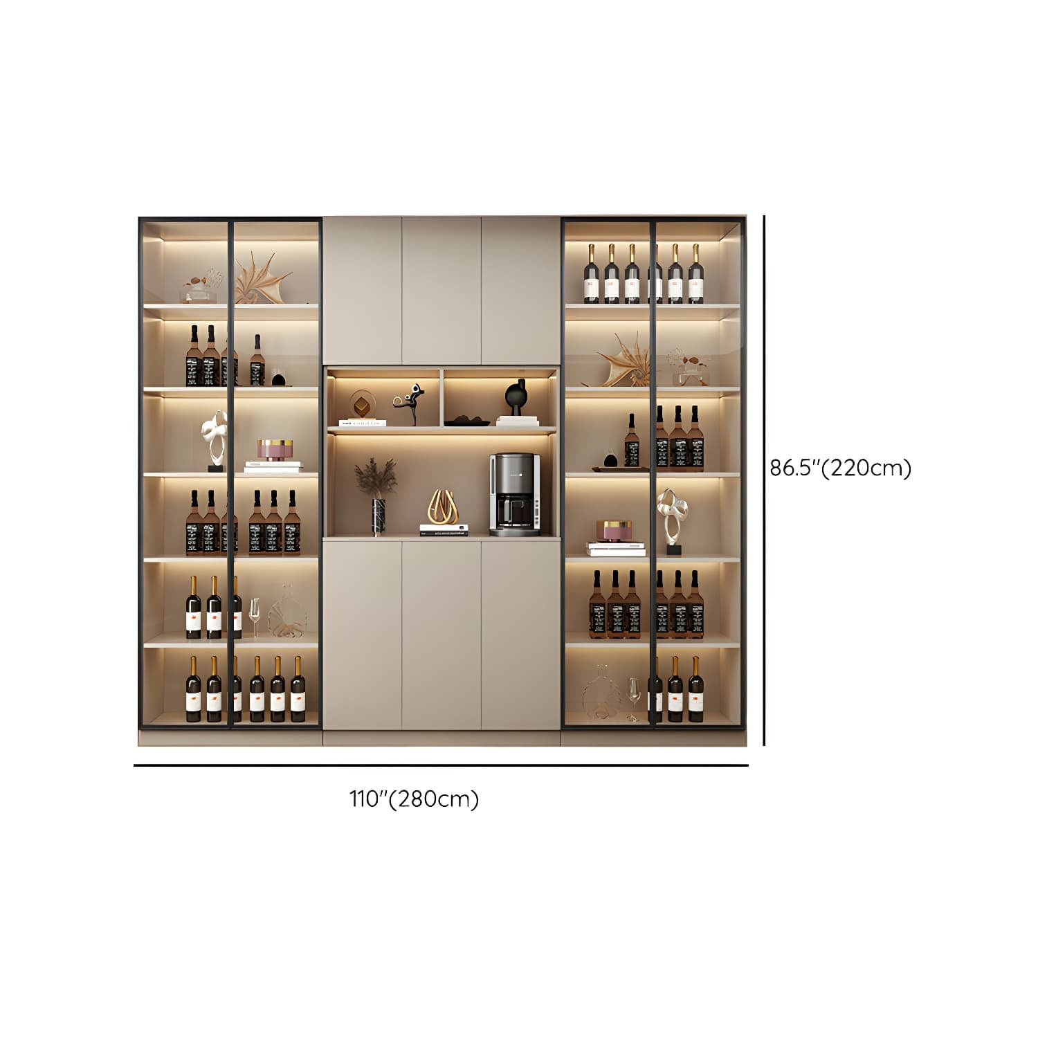 Contemporary Champagne Engineered Wood Shelves Included Sideboard with Doors thumbnail 25