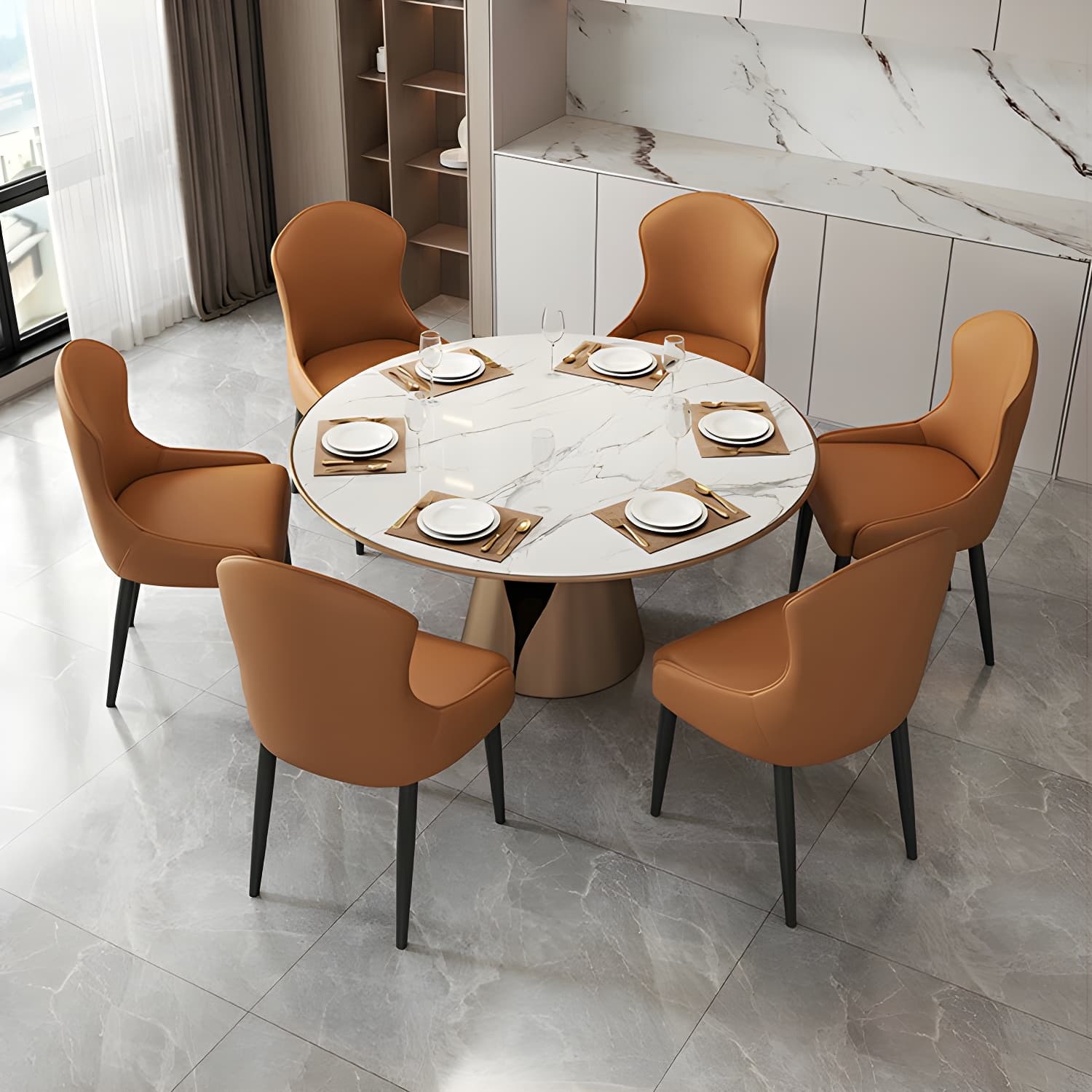 Wingback Faux Leather Side Chair with Metal Legs and Upholstered Seat for Kitchen & Dining thumbnail 16