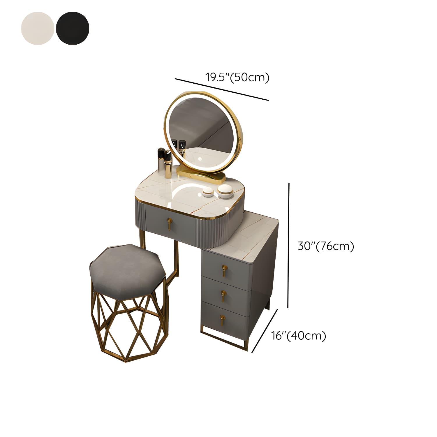 Contemporary Makeup Vanity Desk Table 29.9" H Bedroom Makeup Counter thumbnail 28