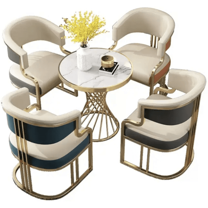 Minimalist Arm Chair with Cushioned Seat, Arms, Metallic Metal Legs, and Low Back thumbnail 12