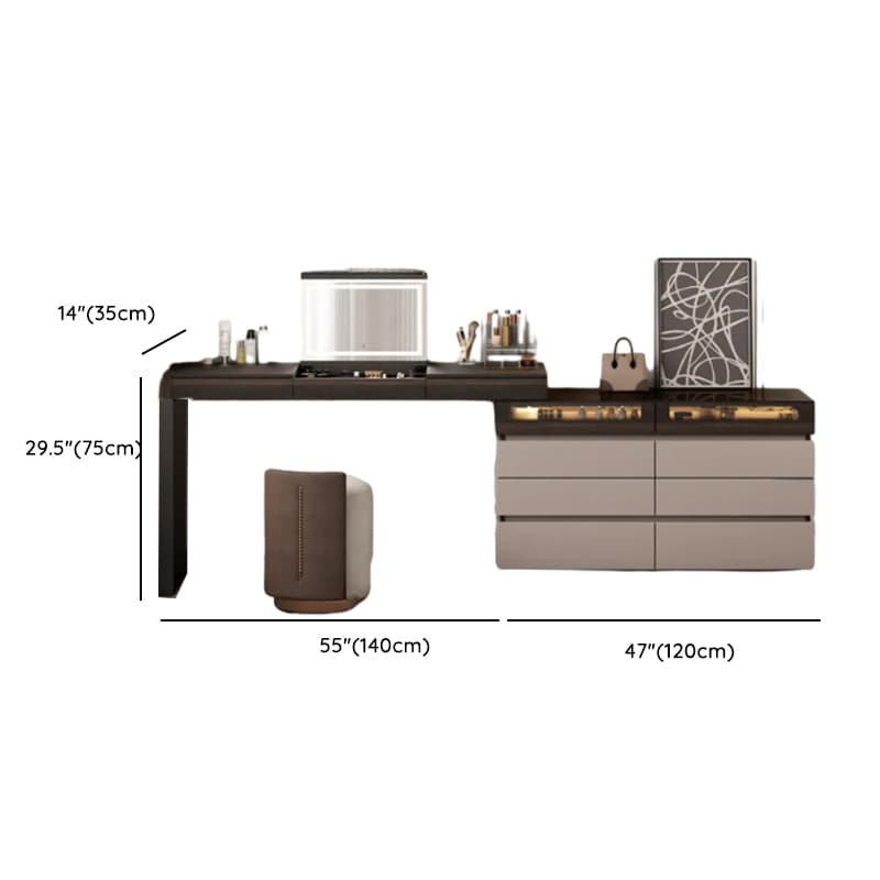 Space-saving Vanity Set with 7/11 Drawers, Lighting, Dividers, 2-in-1 Design, and Adjustable Touch Brightness thumbnail 25