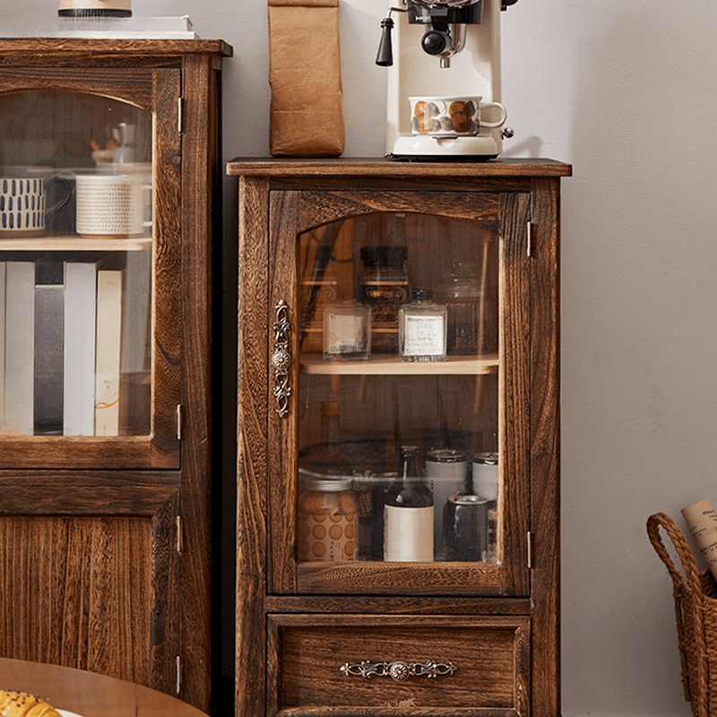 Classic Parlor Independent Accent Cabinet with Distressed Wood Finish, Damp-proof and Bun Feet thumbnail 6
