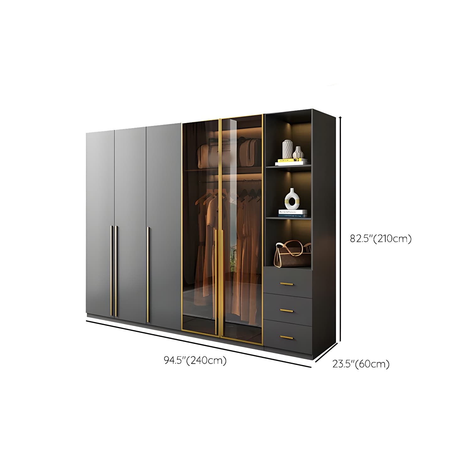 Modern Glass Wardrobe Wardrobe Armoire Wardrobe Cabinet for Home thumbnail 21