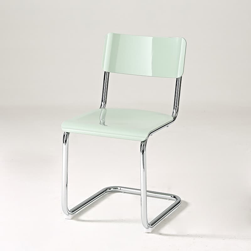 Cantilever Stable Armless Chair with Foot Pads, Open Back and Metal Base in a Modern Style thumbnail 2