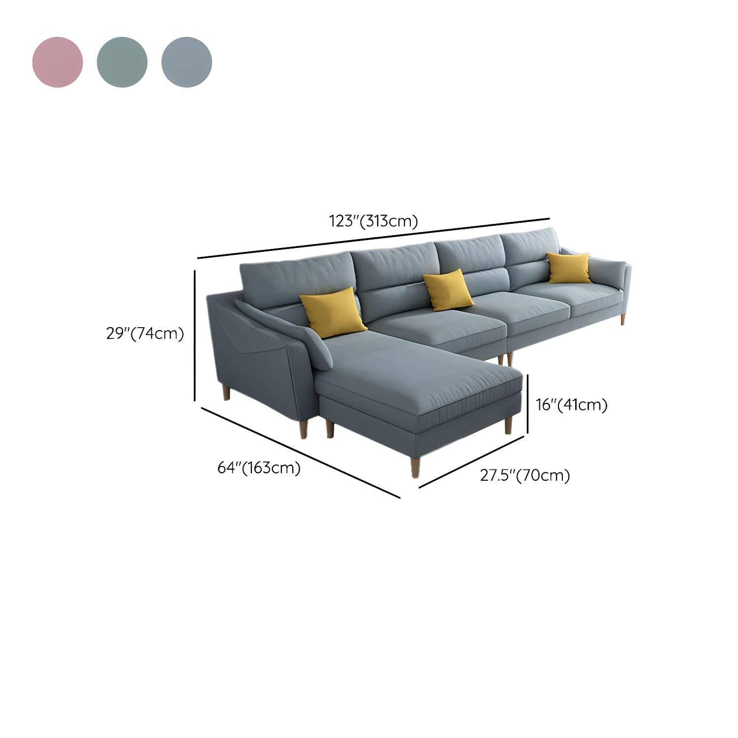 Scandinavian Wood Frame Straight Modular Sofa with Slipcover and Ottoman in 3 Piece Set thumbnail 21