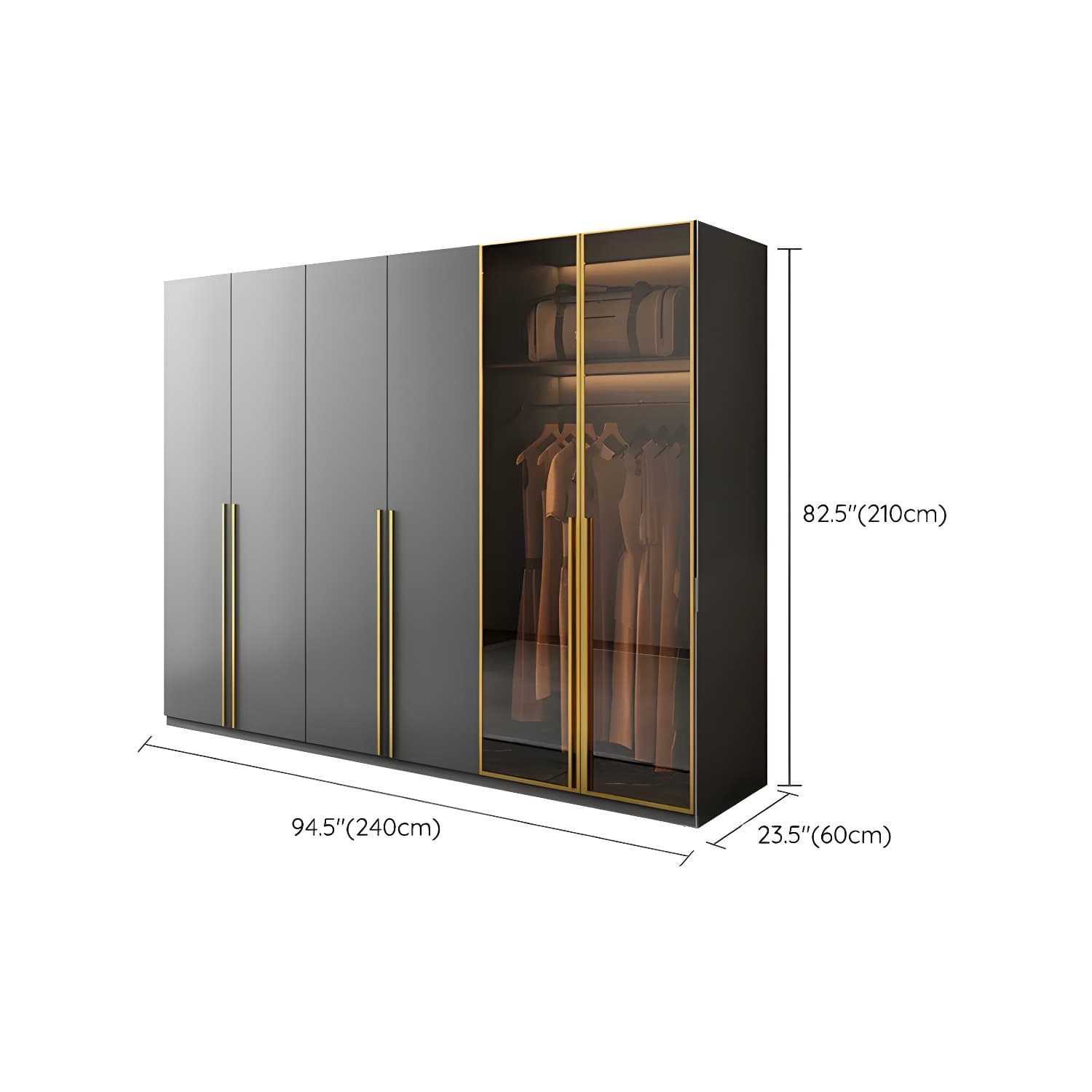 Modern Black Wood Wardrobe Armoire with Soft-Close Drawers & Clothing Rod thumbnail 16