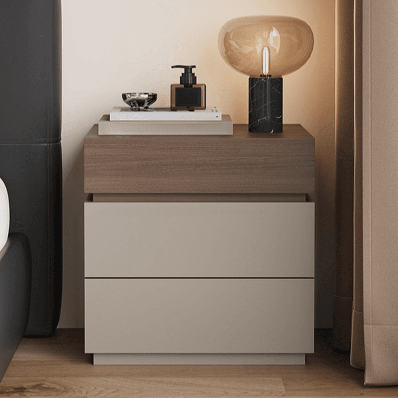 Organic Modern Nightstand With Drawer Organization Featuring 3 Drawers and Particle Board Wood Countertop thumbnail 11