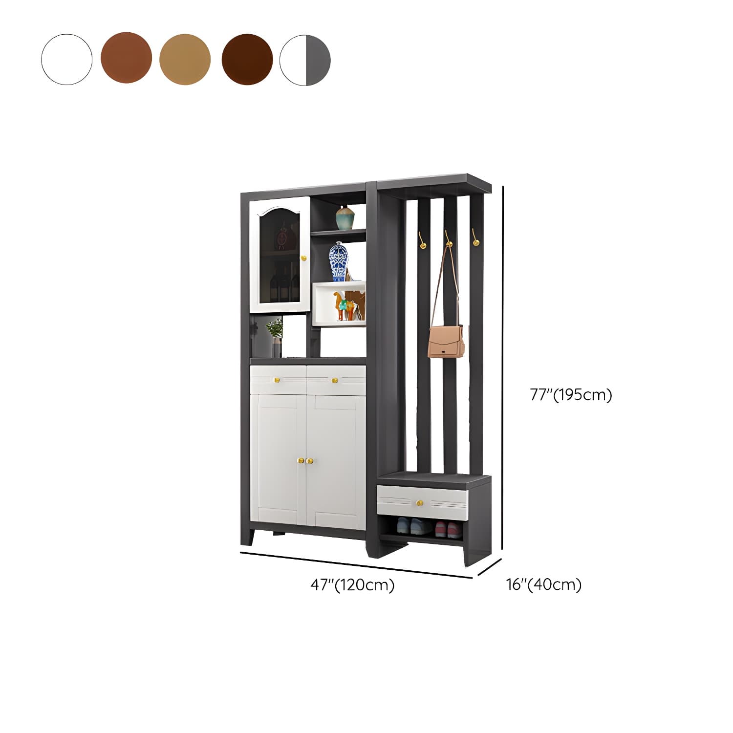Solid Wood Modern Accent Cabinet with Doors and Drawers for Living Room thumbnail 22