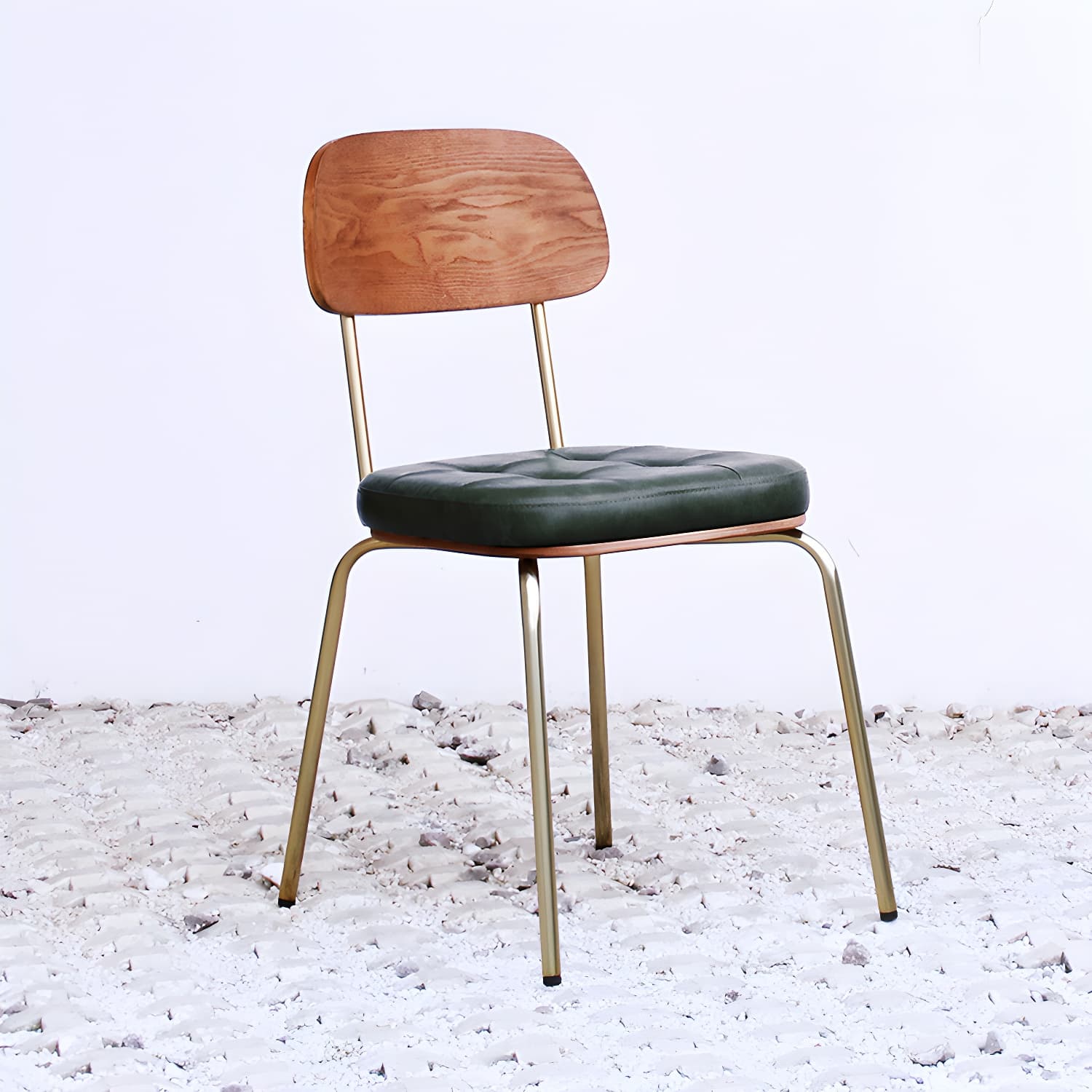 Industrial Style Leather Dining Side Chair Dining Room Open Back Side Chair Set thumbnail 1