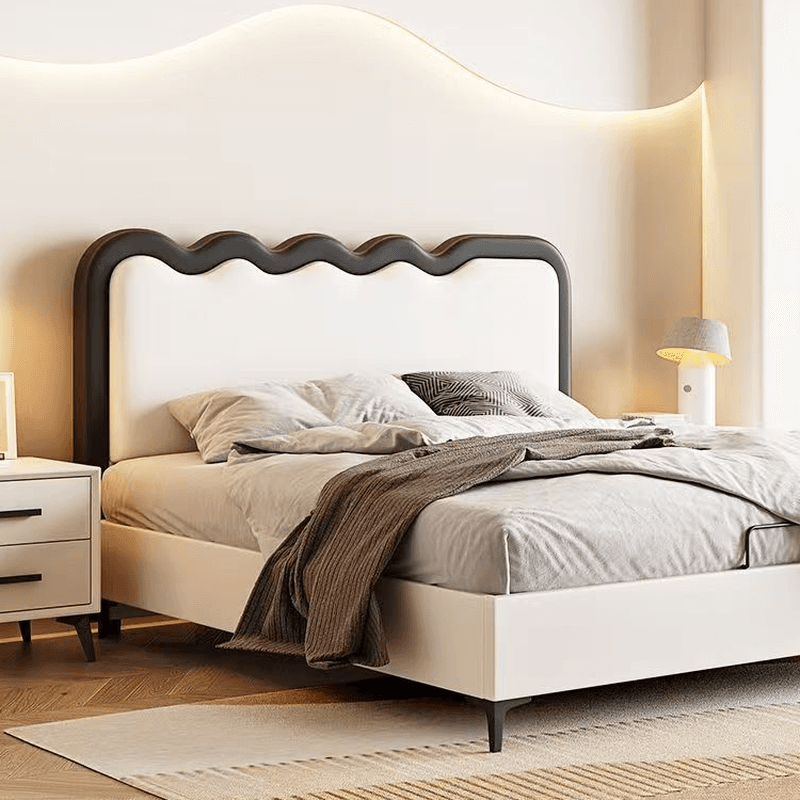 Modish Style Panel Headboard with No Distressing in Timber for King/Queen/Full Bed, Featuring Sponge Upholstery Fill, Free-standing Installation, and Standard Height thumbnail 9