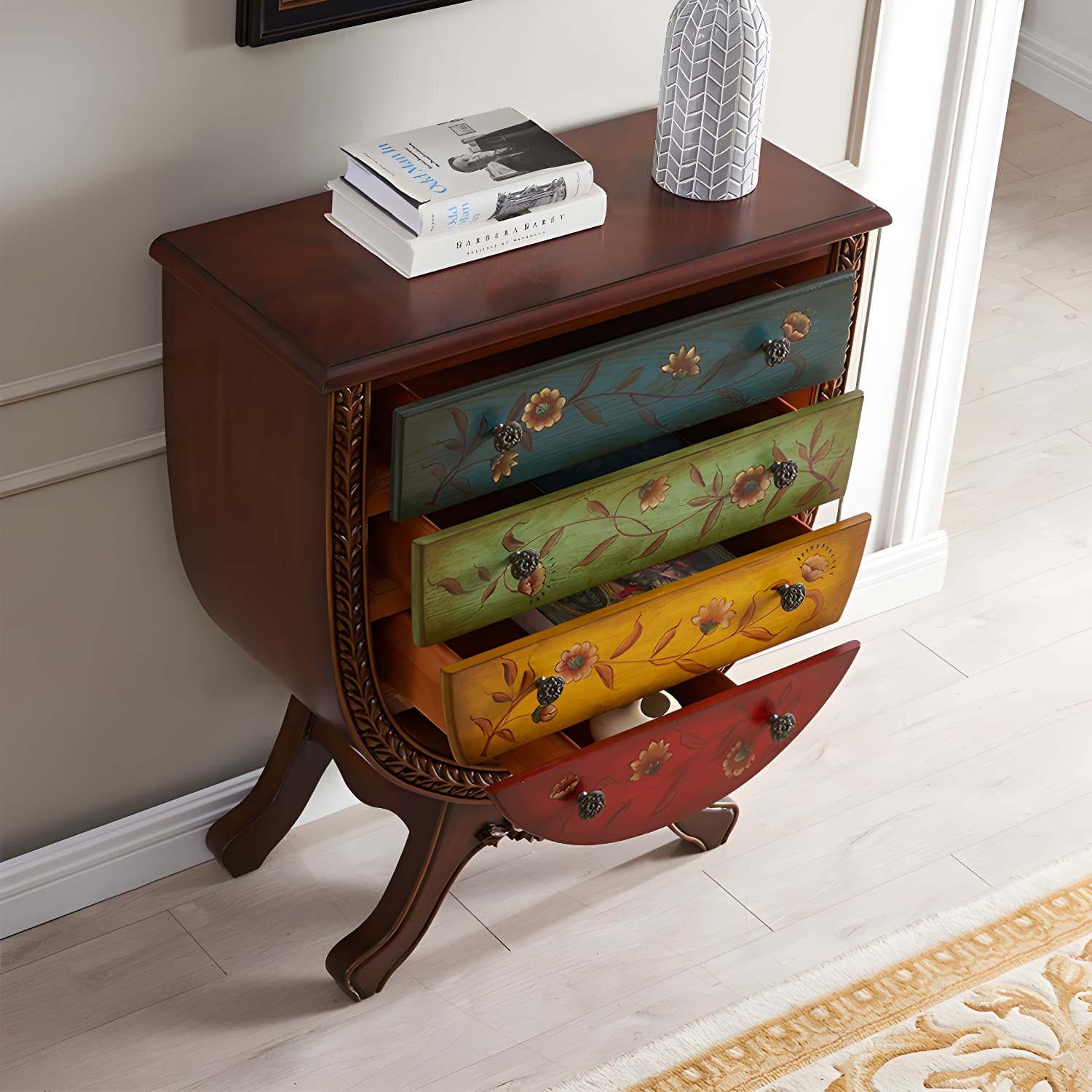 Rustic Wood Chest Vertical Chest with Drawers for Living Room thumbnail 21