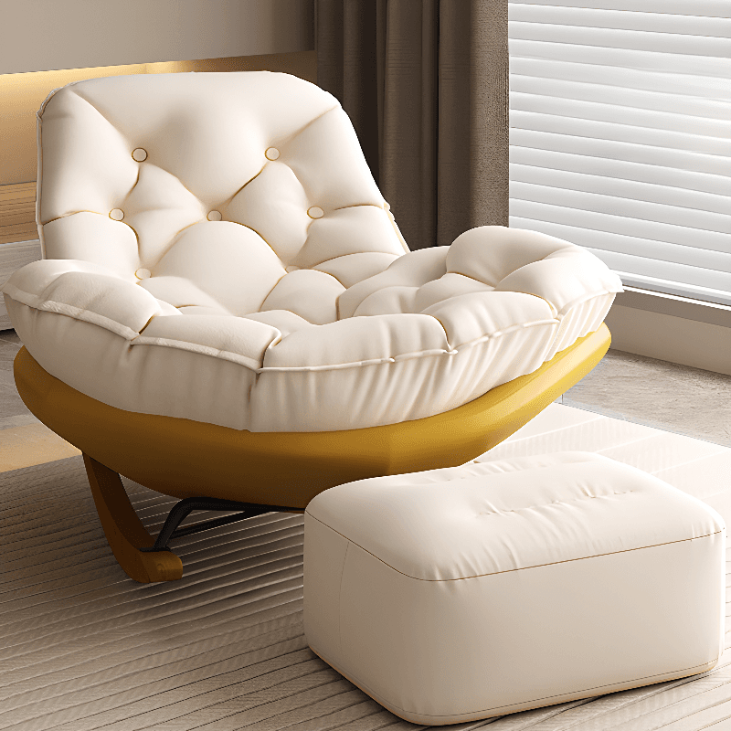Stationary Upholstered Rocking Chair with Cushioned Rear in a Scandinavian Style, Footstool Included/Not Included thumbnail 21