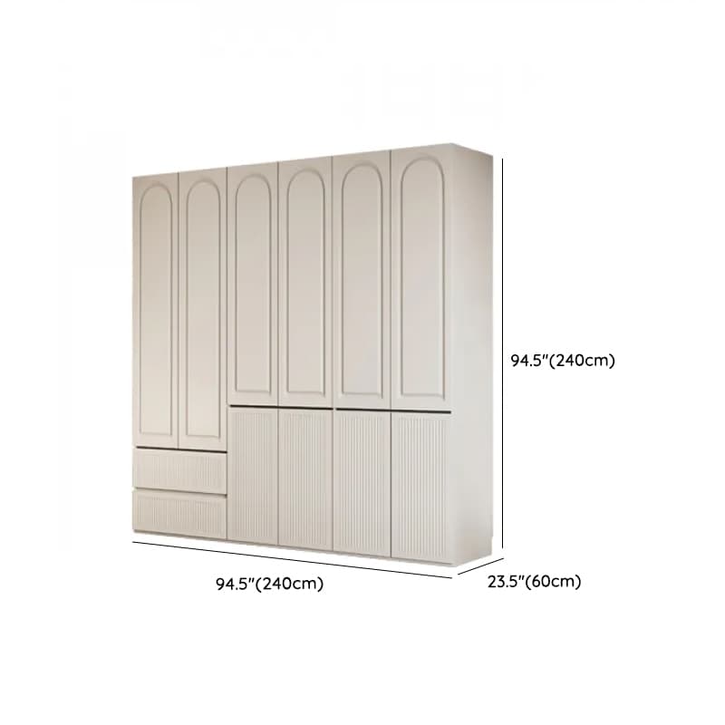 White Minimalist Manufactured Wood Independent Wardrobe Closet with Soft Close Drawer, Soft Close Door, and Interior Shelves thumbnail 24