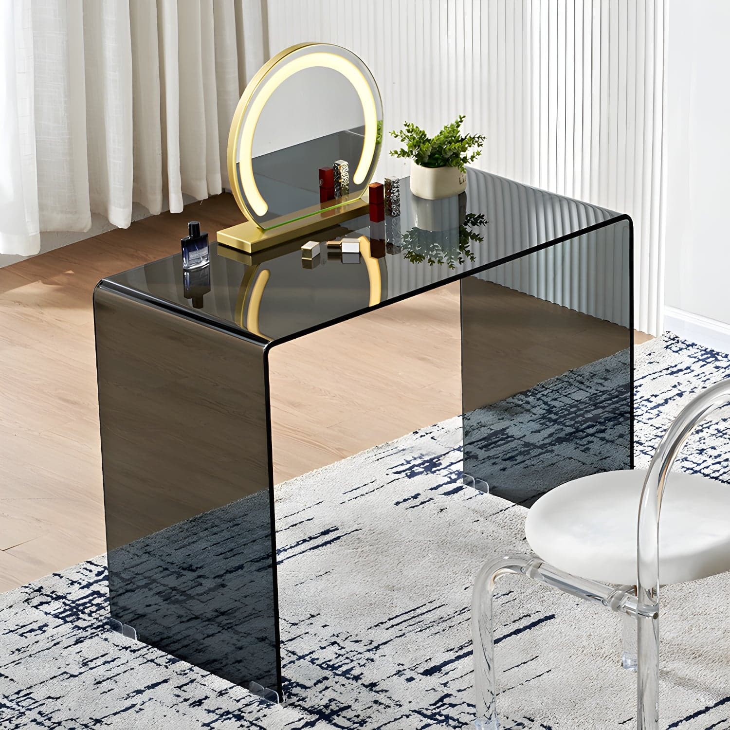Contemporary Make-up Vanity Standing Glass Bedroom Makeup Vanity Set thumbnail 1