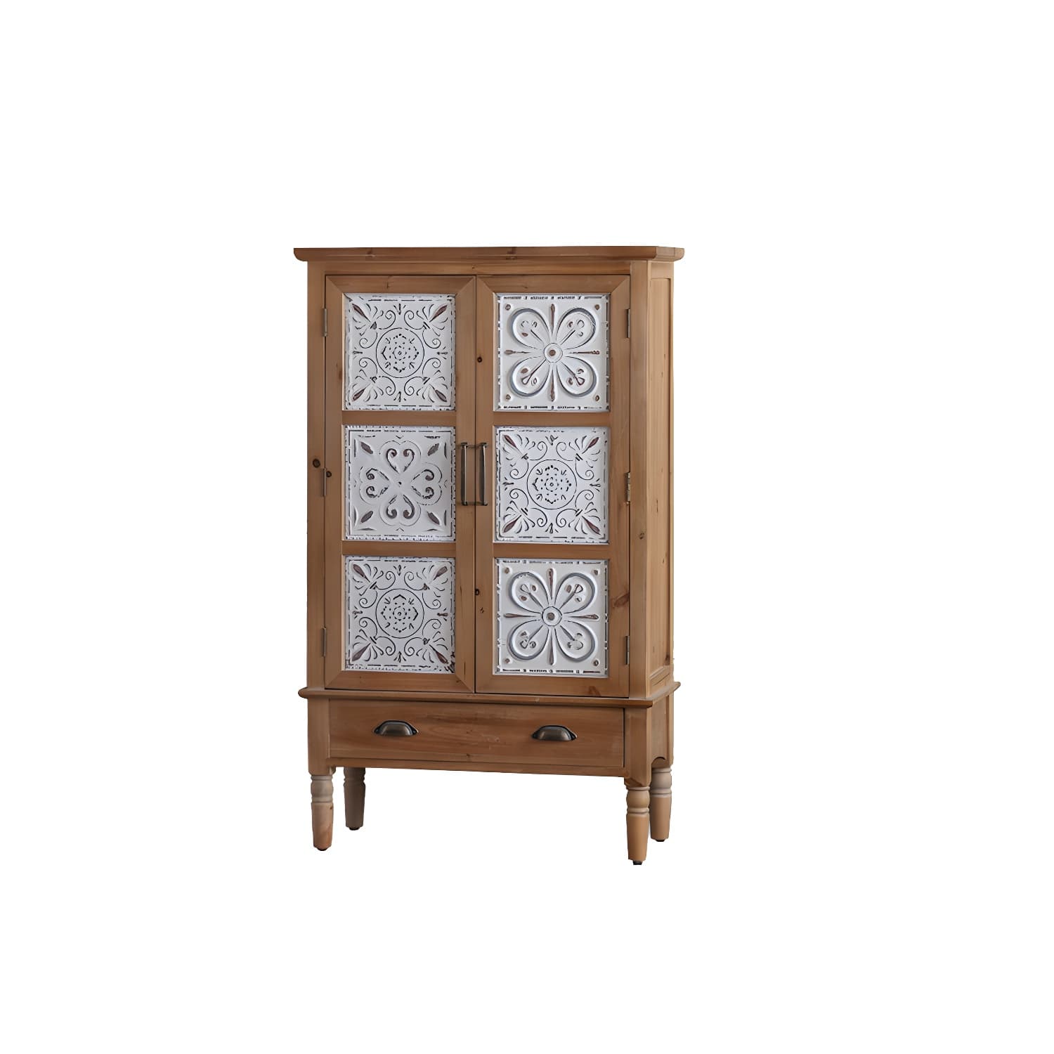 Industrial Accent Cabinet in Natural with Solid Wood Door and Drawers thumbnail 7