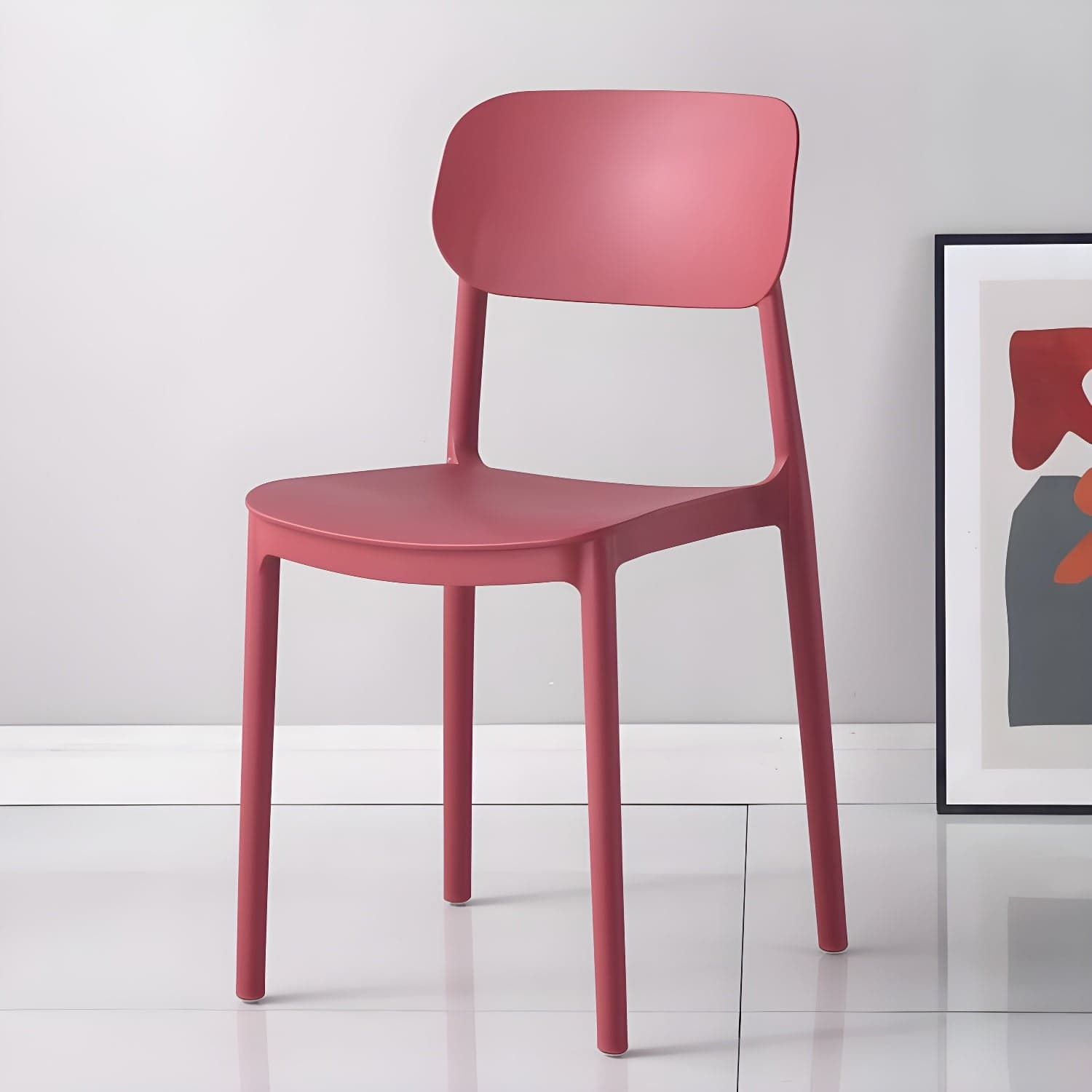 Stackable Scandinavian Style Side Chair with Low Back in Plastic & Acrylic - Armless thumbnail 9
