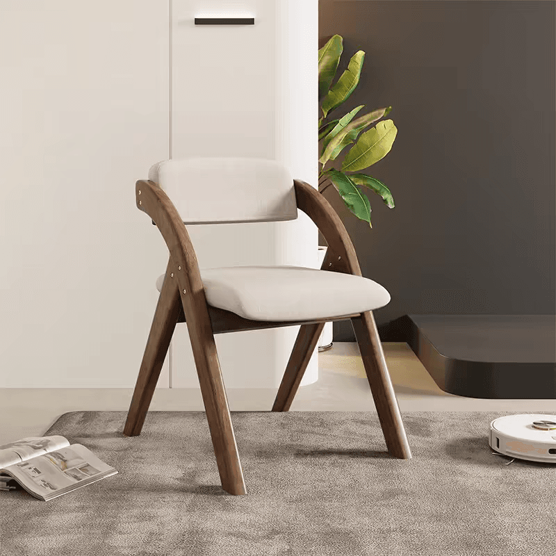 Casual Collapsible Side Chair with Midnight Black/Walnut/Wood Grain Rubberwood Legs and Upholstered Uncovered Back thumbnail 5