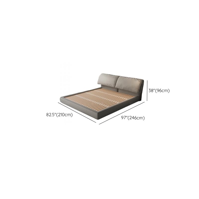 Grey Storage Included Panel Bed with 3 Storage Boxes, Natural Wood Frame, Panel Headboard, and Sponge Upholstery thumbnail 12