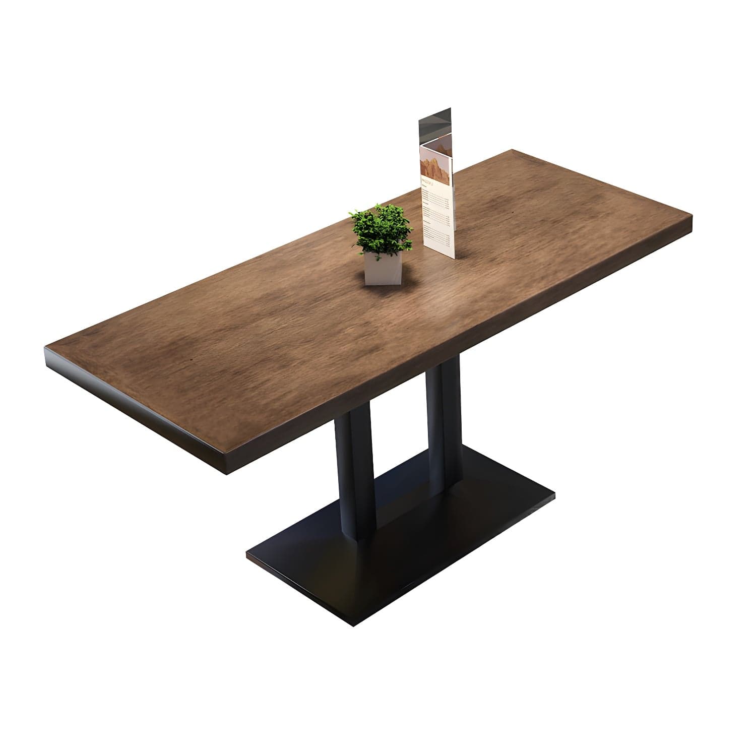 Metal Industrial Pedestal Dining Table Wood Top Table for Kitchen and Dining Room thumbnail 5