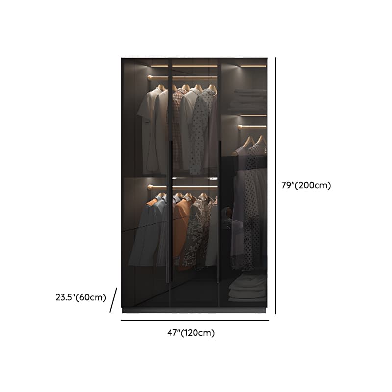 Midnight Black Unattached Lumber Armoire Cabinet with Soft Close Door, Interior Shelves, Clothing Rod and Soft Close Drawer thumbnail 9