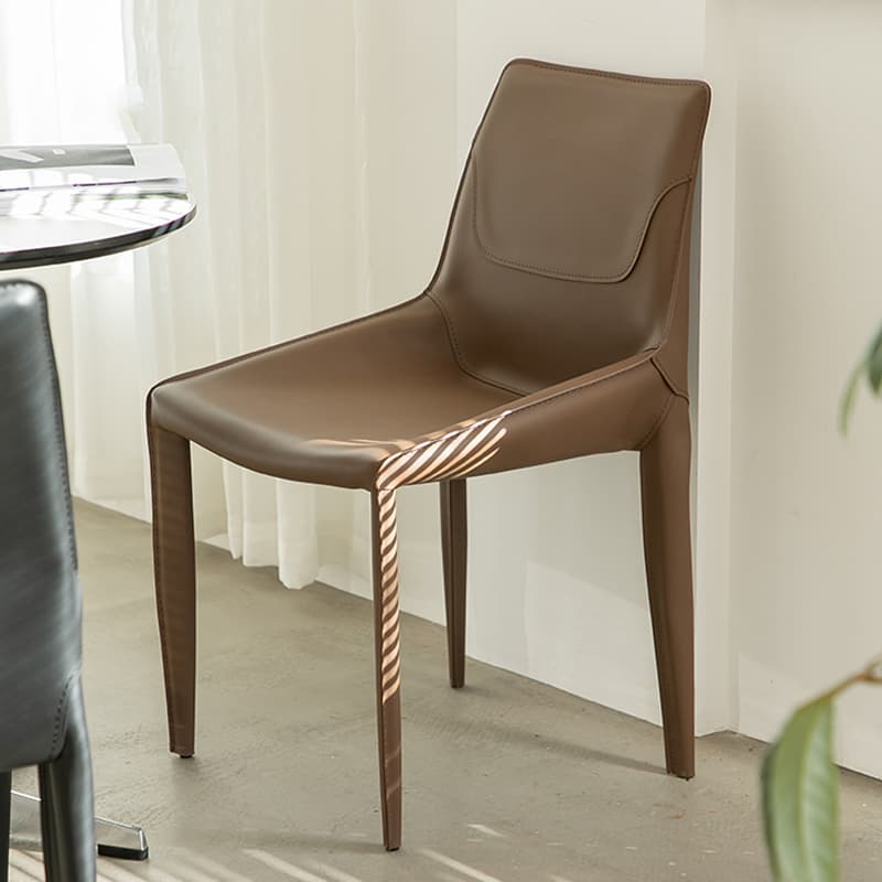 Modern Leather Armless Side Chair with Solid Back - Easy-Care, Warranty thumbnail 9