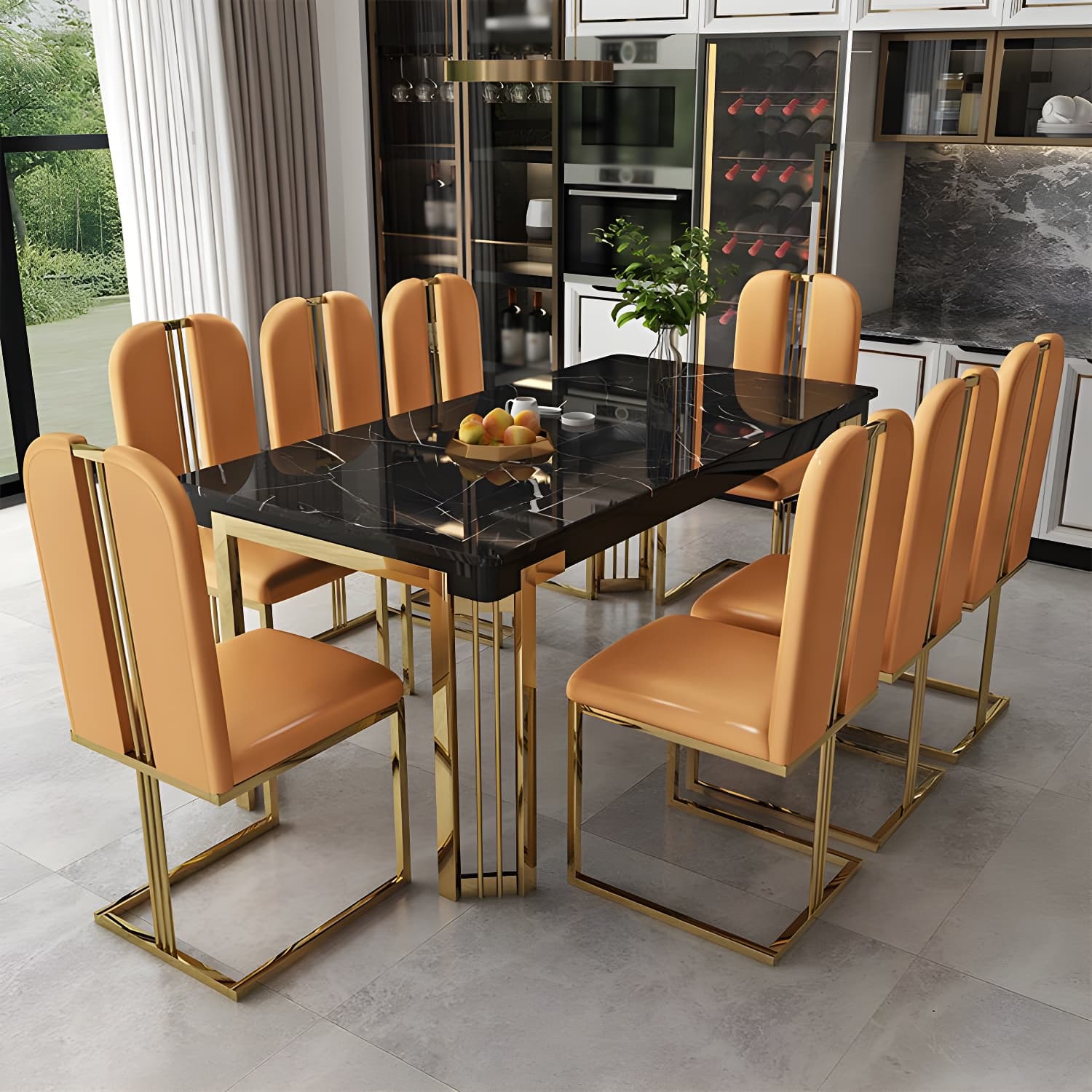 Modern 1/2/7/9 Pieces Dining Set Marble Dining Furniture Set /Separate Items thumbnail 7