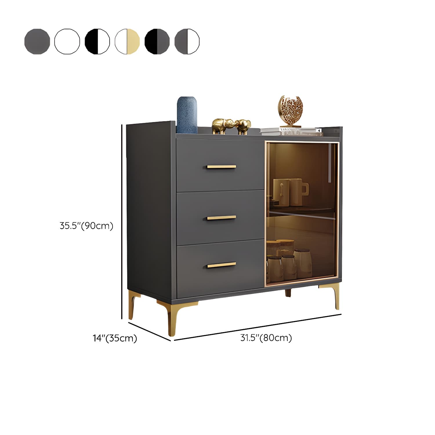 Wood Glass Doors Contemporary Style Buffet Sideboard with Cabinets and Drawers - image 17