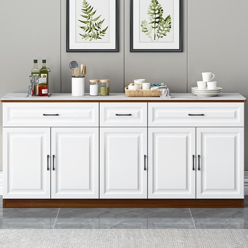 Natural Finish/Light Wood/Ashen Wood Floor Sideboard with Countertop and Kitchen Appliance Storage thumbnail 13