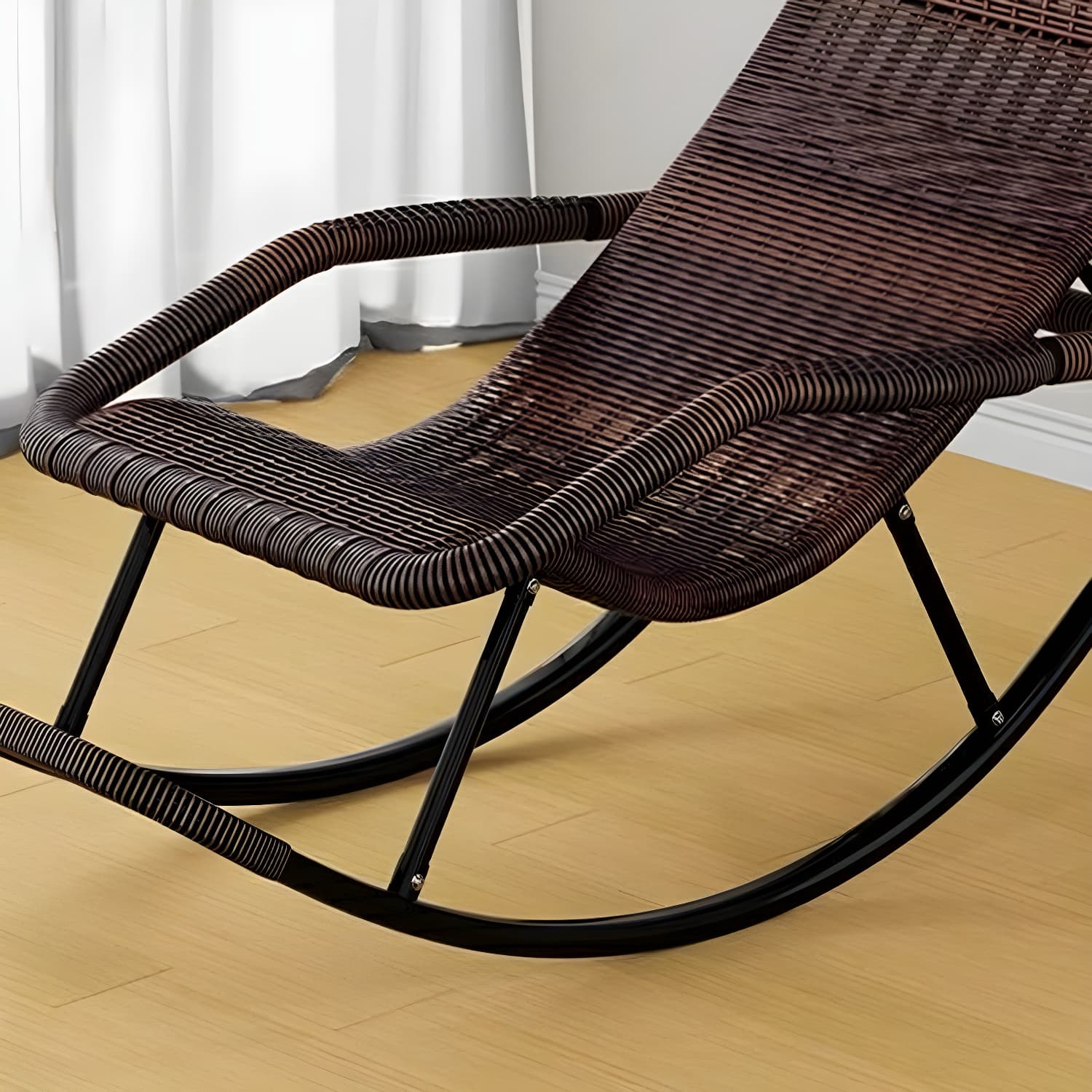 Traditional Black Metal Frame Rocking Chair with Spindle Back and High Weight Capacity thumbnail 24