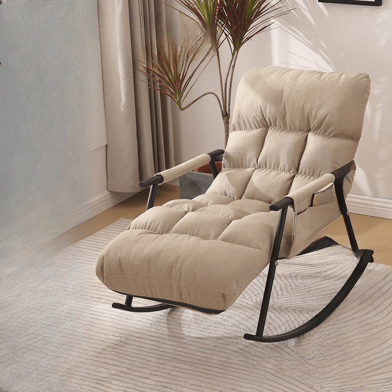 Butter Color/Azure/Olive Green Ergonomic Rocking Chair Couch with Rear Back, Stationary thumbnail 4