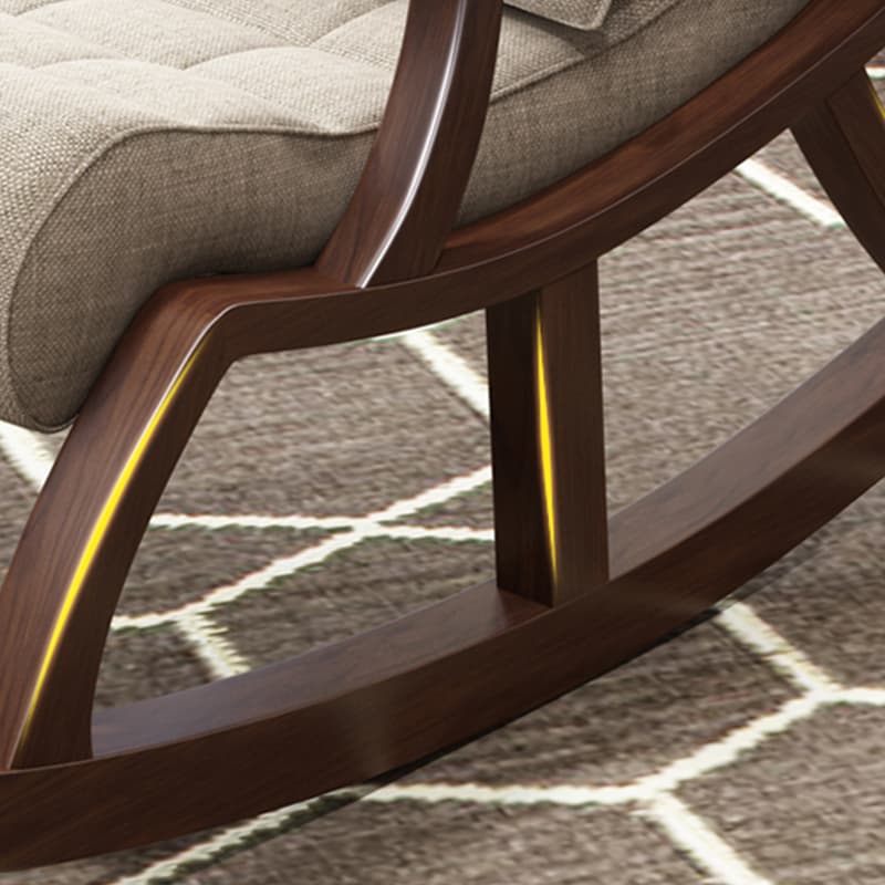 Stylish Modern Upholstered Rocking Chair with Brown Wood Legs and Track Arms thumbnail 18