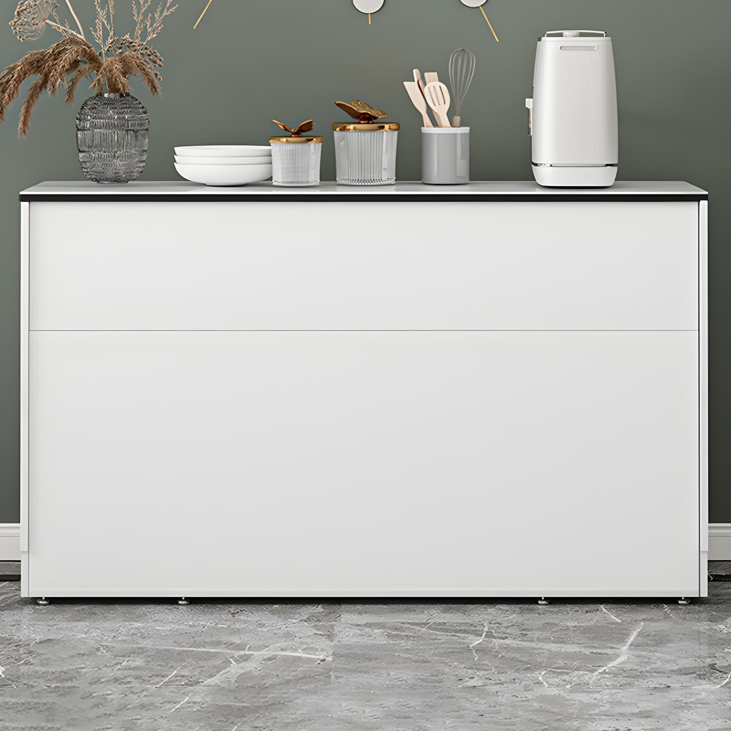 Contemporary Glass Top Sideboard Cabinet with Drawer for Living Room thumbnail 17