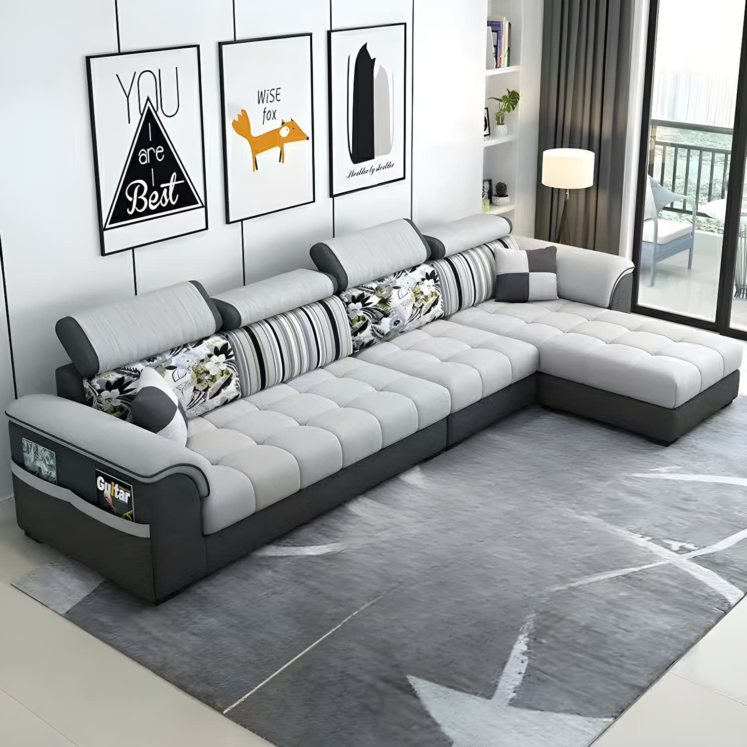 Contemporary L-Shaped Sectional Sofa with Adjustable Pillows and Storage thumbnail 4