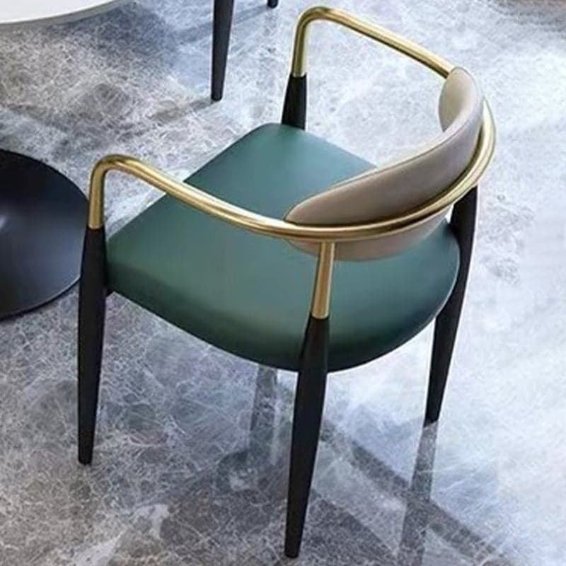 Faux Leather/Velour Upholstered Arm Chair with Arms and Black Legs in a Casual Style thumbnail 4
