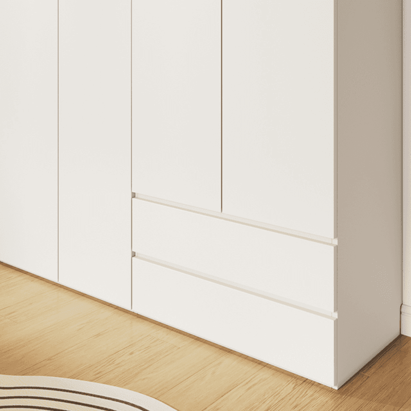White Minimalist Manufactured Wood Independent Wardrobe Closet with Soft Close Drawer, Soft Close Door, and Interior Shelves thumbnail 6