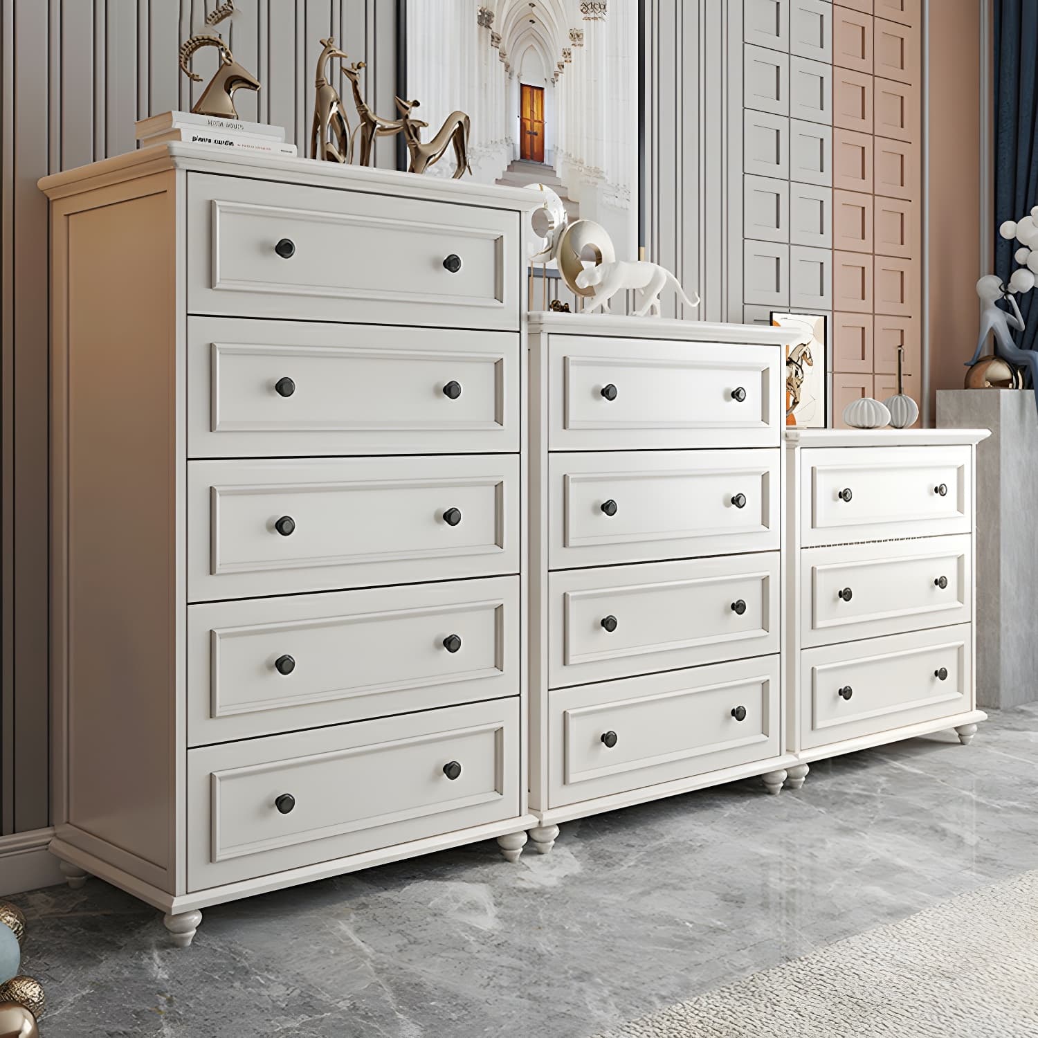 Solid Wood and Soft-Close Drawers Modern Chest with Wood Top thumbnail 11