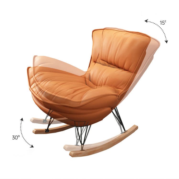 Indulgent Modern Upholstered Rocking Chair with Ottoman Perfect for Relaxation in Natural Wood Tone thumbnail 17