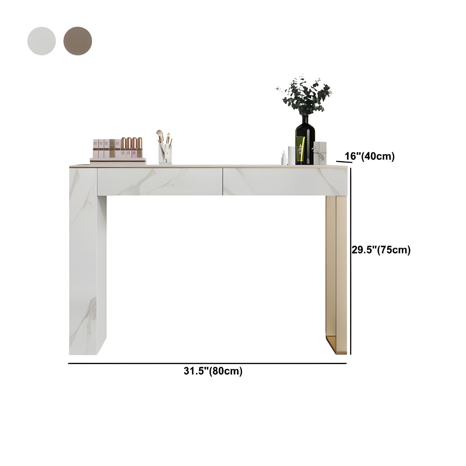 Two Piece Luxurious Vanity Set Stainless Steel and Stone Dresser thumbnail 13