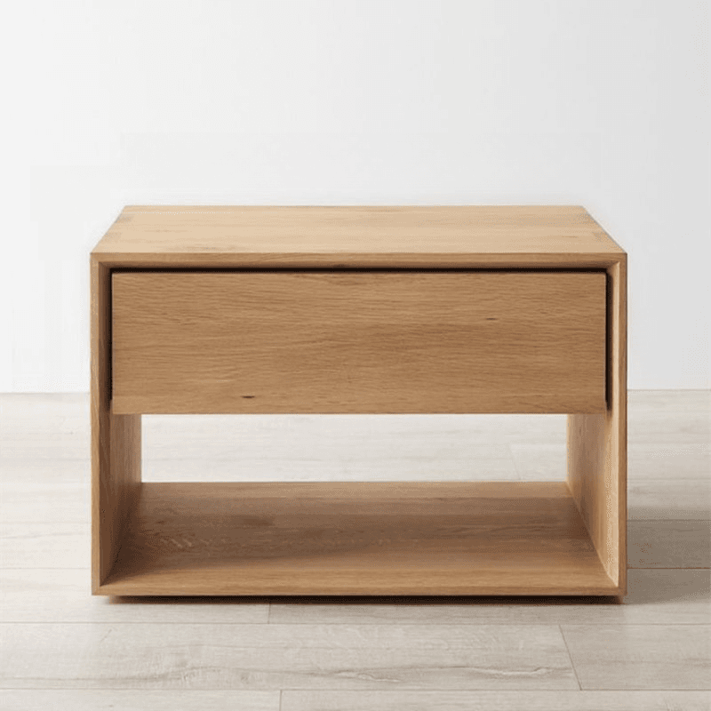 Solid Wood Open Shelf Nightstand with 1 Drawer in a Modish Style thumbnail 2