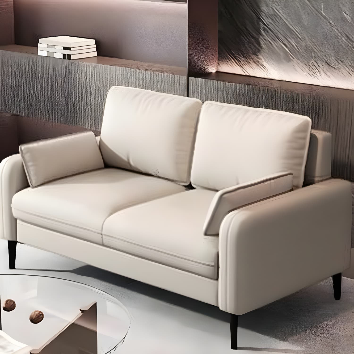 2-Seater Modern Cushioned Sofa with Bolster Pillows for Living Room thumbnail 7