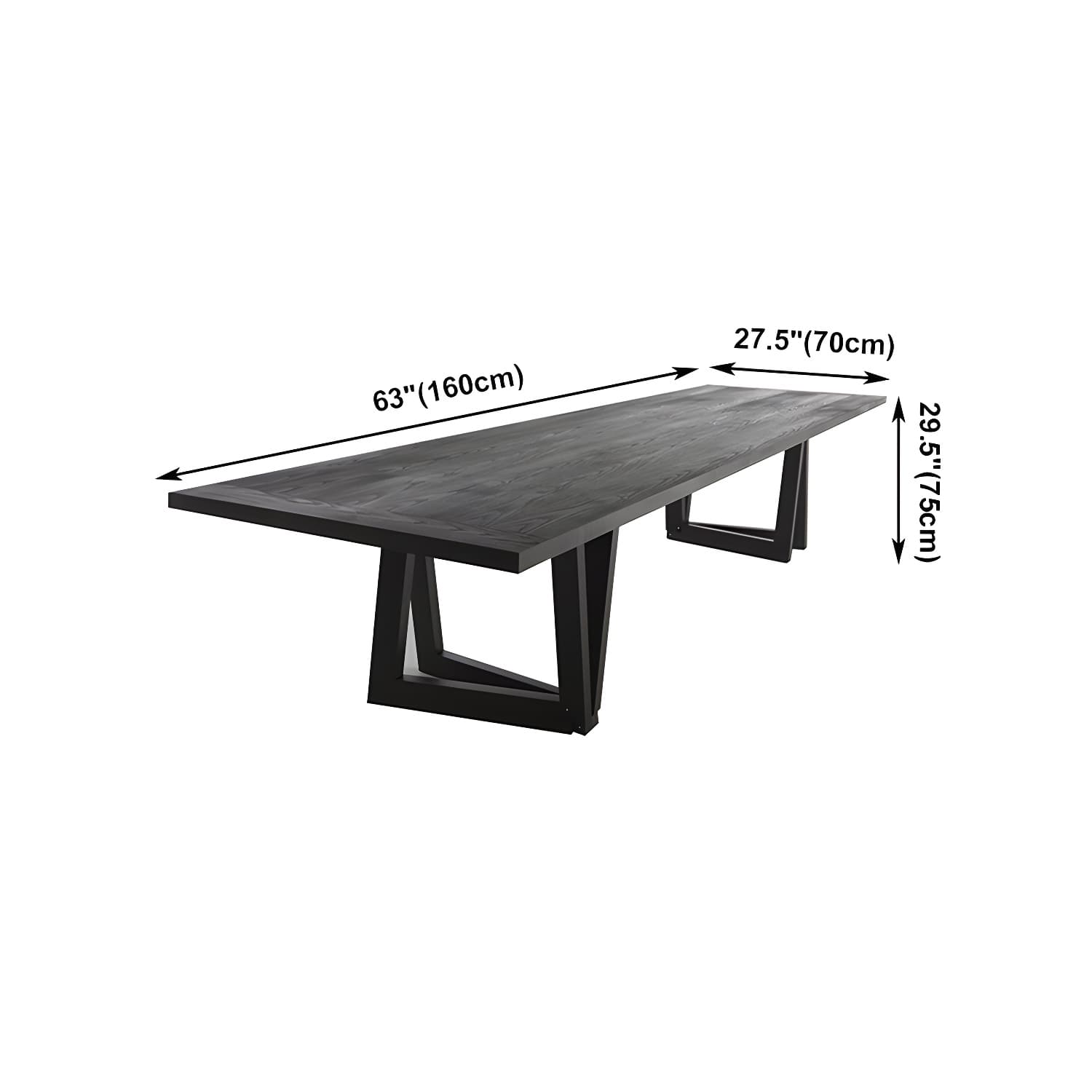 Industrial Solid Wooden Table Restaurant Rectangle Dining Table with Double Pedestal Base thumbnail 7